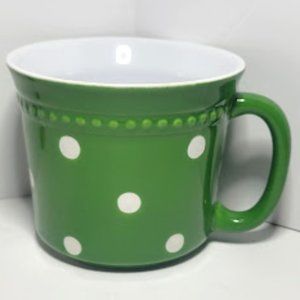 SAVINIO DESIGN PORCELAIN COFFEE MUG GREEN WITH WHITE POLKA DOTS